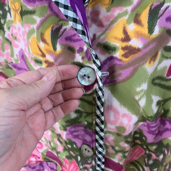Koos of Coursee! Size M Linen Blend Art to Wear Reversible Floral Jacket Purple - Picture 8 of 12